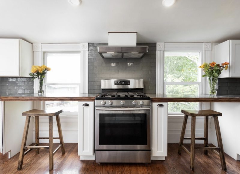 new Victorian kitchen is under the low-sloping roof